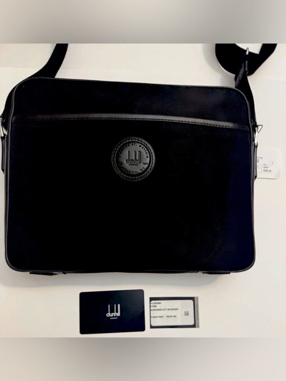 NWT $599 dunhill 1893 Canvas -Leather Messenger Bag Crossbody